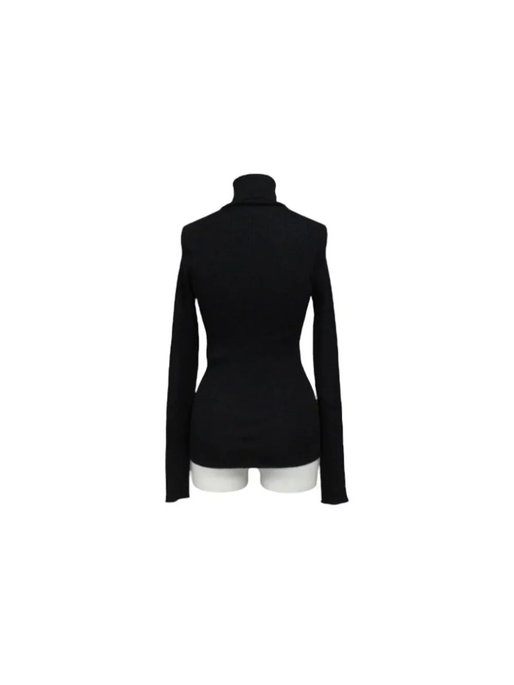 Louis Vuitton Long Sleeve Knit Sweater Wool Silk Black Logo XS